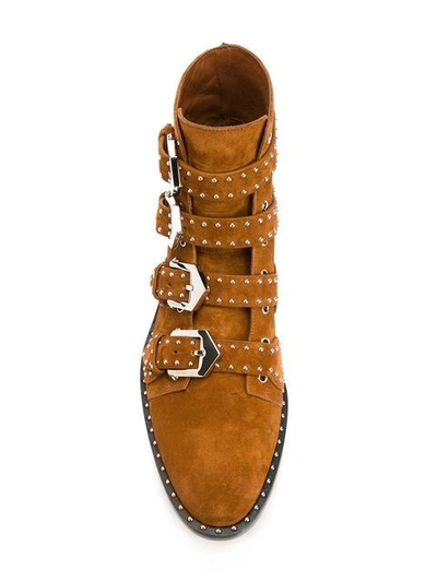 Shop Givenchy Elegant Studded Boots - Brown