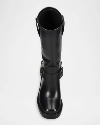 Frye Kate Harness Leather Mid-calf Boots In Black