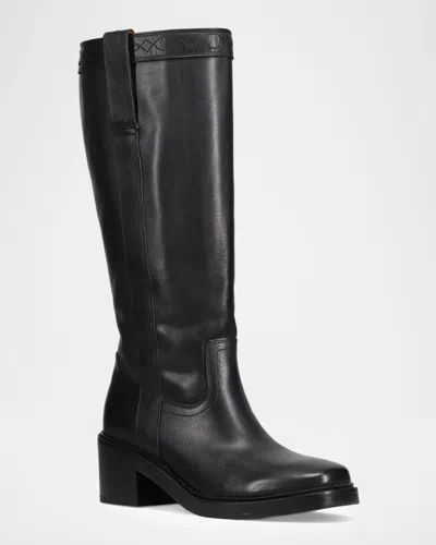 Frye Kate Leather Wide Calf Pull-on Boots In Black