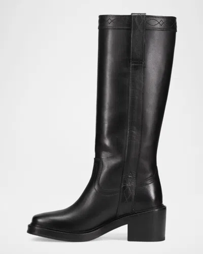 Frye Kate Leather Wide Calf Pull-on Boots In Black