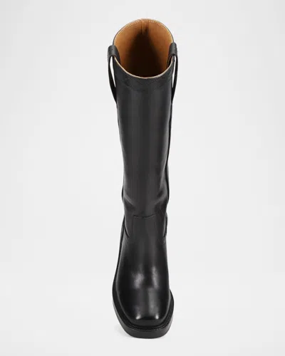 Frye Kate Leather Wide Calf Pull-on Boots In Black