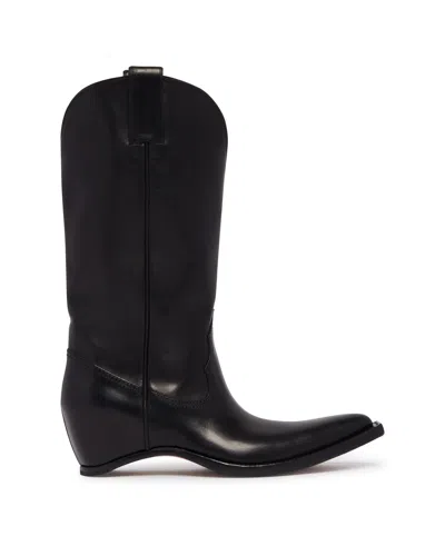 Maison Margiela Heel-less Western Leather Boots In Black