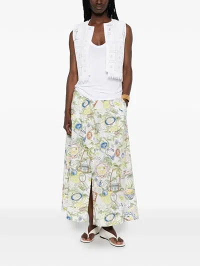 Maje Postcard-print Button-front Midi Skirt In Multi