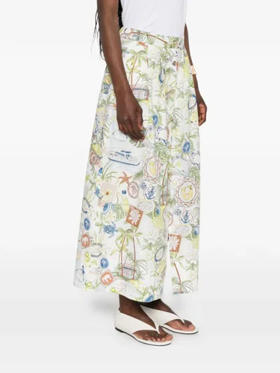 Maje Postcard-print Button-front Midi Skirt In Multi