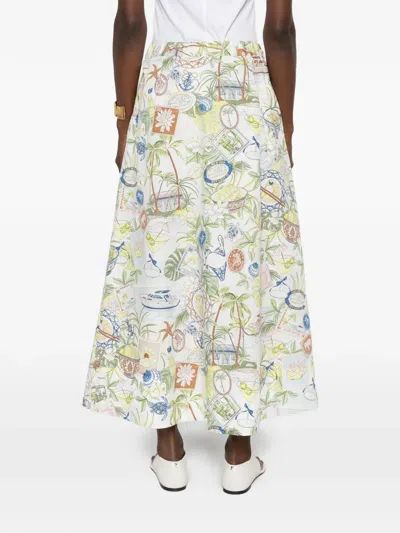 Maje Postcard-print Button-front Midi Skirt In Multi