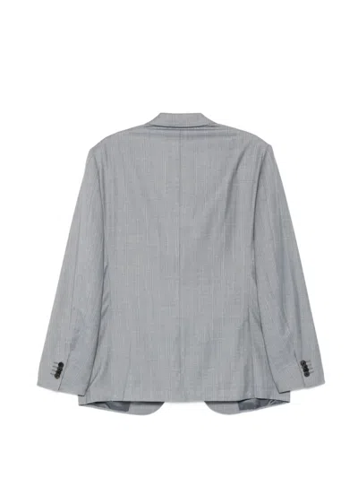 Corneliani Check-pattern Single-breasted Suit In Blue