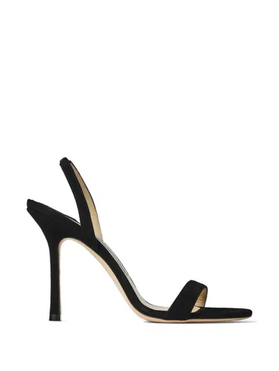 Jimmy Choo Jenn 85mm Suede Slingback Sandals In Black