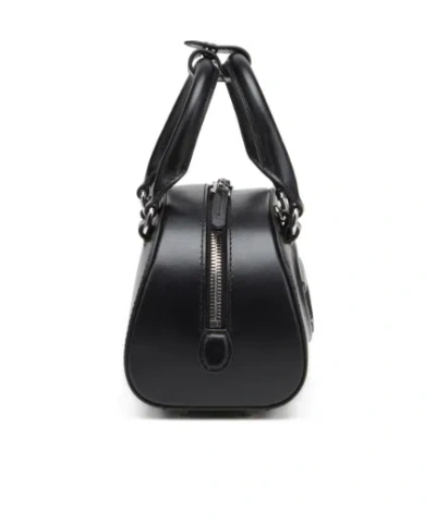 Diesel 1dr Dome-mini Bowling Bag In Snake-effect Leather In Black
