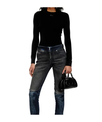 Diesel 1dr Dome-mini Bowling Bag In Snake-effect Leather In Black