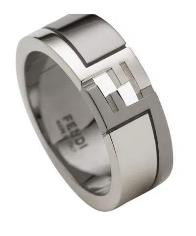 Fendi Ff Cube Ring In Gray