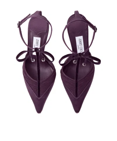 Jimmy Choo Afia Mesh 100 Satin And Ruched Tulle Sandal Sandals Violet In Purple