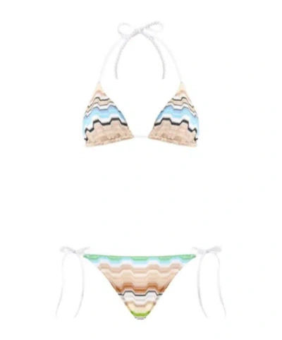 Missoni Triangle Bikini Halter Neck Low Rise Zigzag In Multi