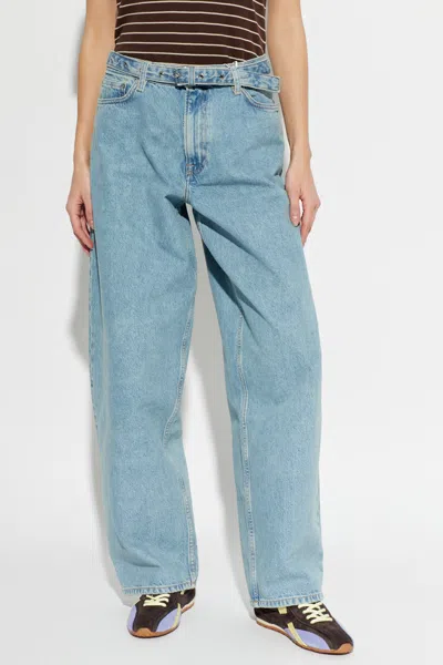 Samsoe & Samsoe Saharper Belted Denim Jeans In Blue