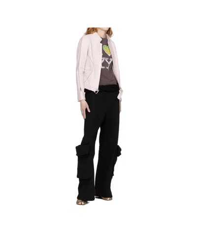 Open Yy Radius Leather Jacket In Pink