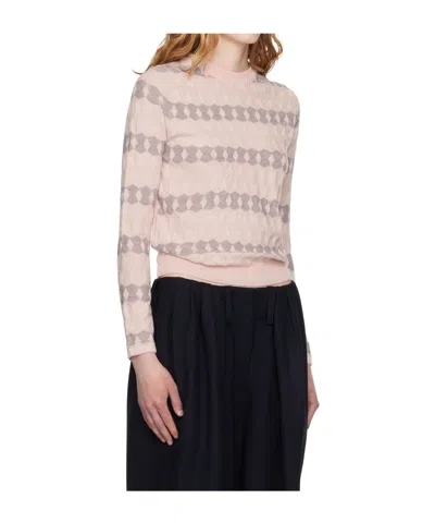 Open Yy Jacquard Pullover Sweater In Pink