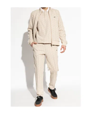 Lacoste Patterned Zip-up Sweatshirt In Brown