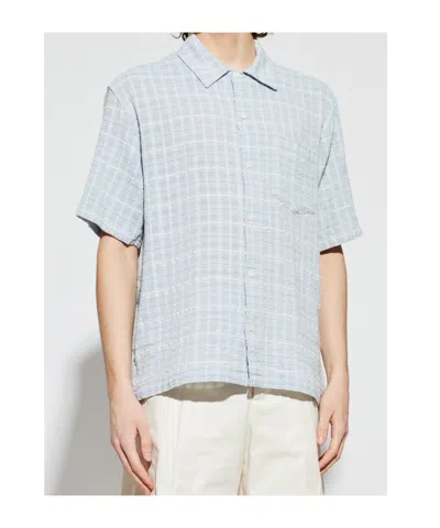 Samsoe & Samsoe Checked-pattern Chest-pocket Shirt In Blue