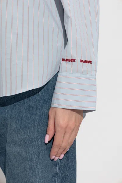 Samsoe & Samsoe Salova Striped-pattern Pocket Shirt In Blue