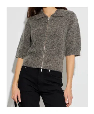 Samsoe & Samsoe Zip-up Collared Top In Gray