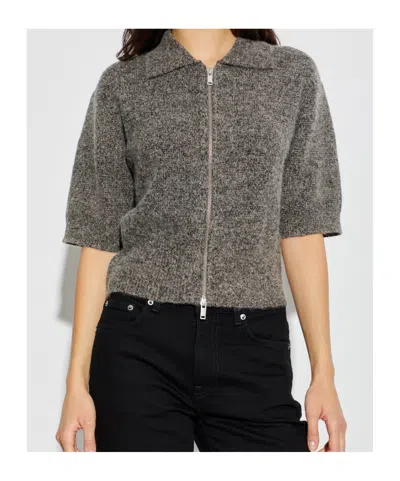 Samsoe & Samsoe Zip-up Collared Top In Gray