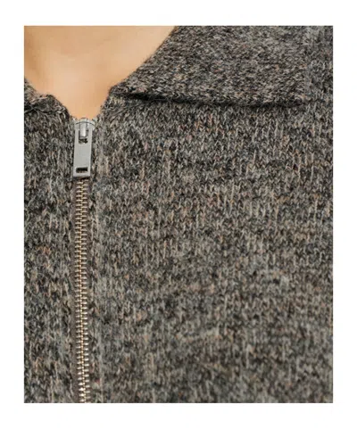 Samsoe & Samsoe Zip-up Collared Top In Gray
