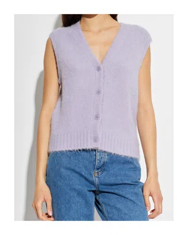 Samsoe & Samsoe Buttoned V-neck Knitted Vest In Purple