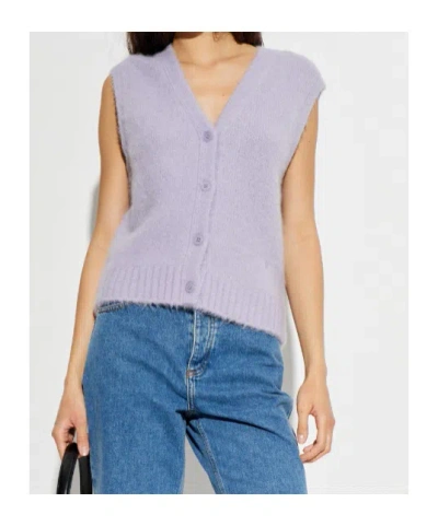 Samsoe & Samsoe Buttoned V-neck Knitted Vest In Purple