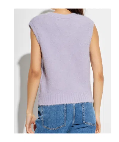 Samsoe & Samsoe Buttoned V-neck Knitted Vest In Purple