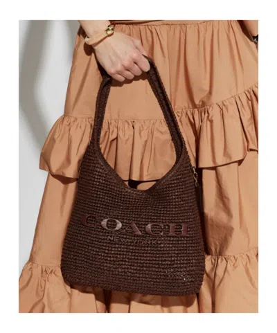 Coach Refined Weave Straw Brooklyn 28 In Maple