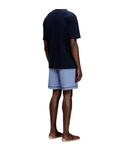 Diesel Logo-detail Check-pattern Pajama Set In Blue