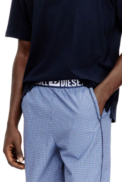 Diesel Logo-detail Check-pattern Pajama Set In Blue