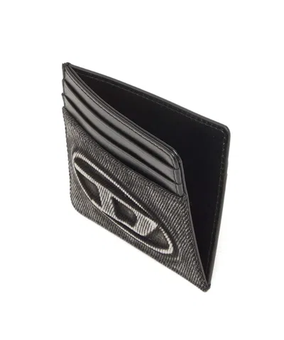 Diesel Logo-embossed Card Case In Gray
