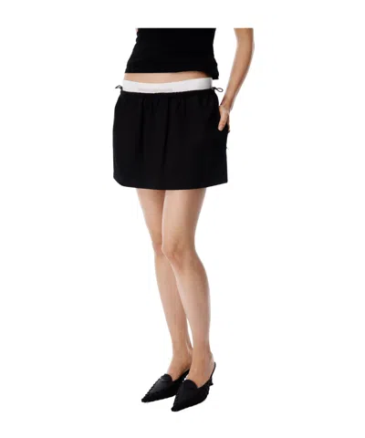 Alexander Wang Mid Rise Mini Logo Elastic Skirt In Black