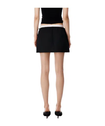 Alexander Wang Mid Rise Mini Logo Elastic Skirt In Black