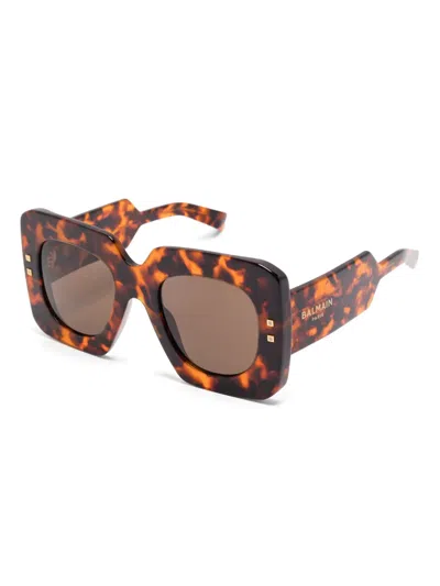 Balmain Full Frame Sunglasses In Brown