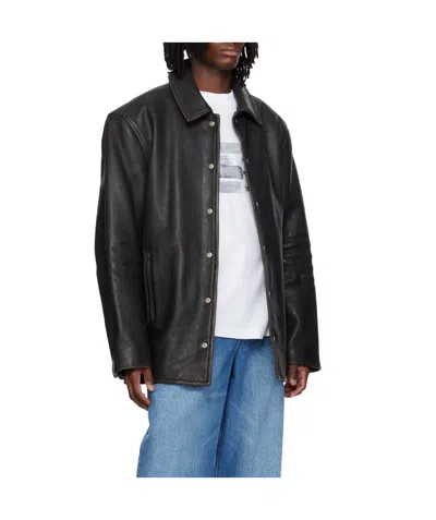 Alexander Wang Snap Front Leather Jacket In Black