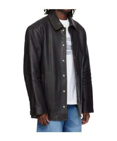 Alexander Wang Snap Front Leather Jacket In Black