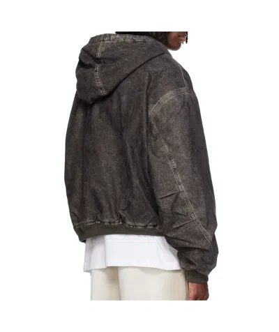 Alexander Wang Black Flocked Oversized Carpenter Jacket In Black