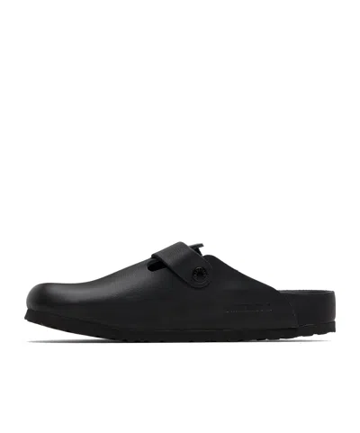 Birkenstock Boston Slipper Black In Smooth Leather In Animal Print