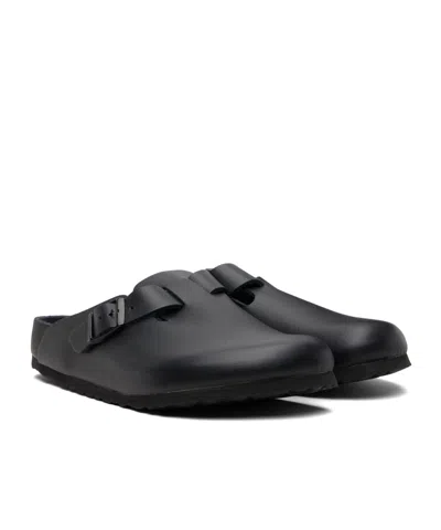 Birkenstock Boston Slipper Black In Smooth Leather In Animal Print