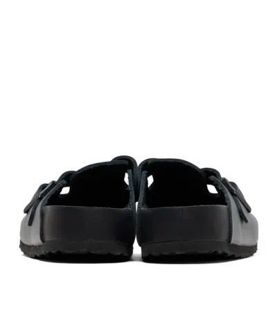 Birkenstock Boston Slipper Black In Smooth Leather In Animal Print