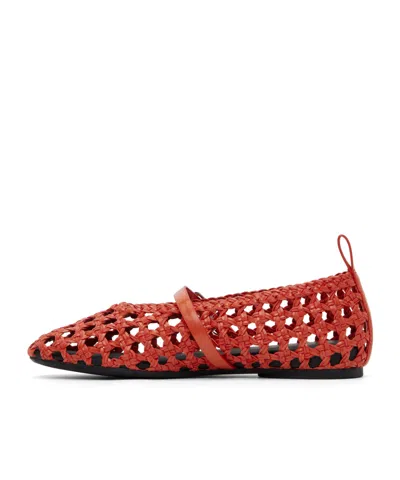Rag & Bone Orange Spire Woven Mary Jane Faux-leather Flats In Red