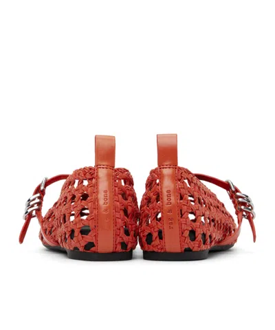 Rag & Bone Orange Spire Woven Mary Jane Faux-leather Flats In Red