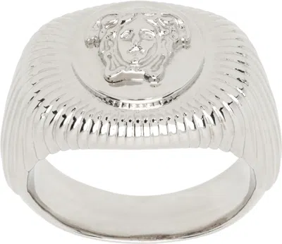 Versace Patterned Ring In Silver