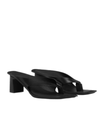 Mm6 Maison Margiela Heel Mules Strappy Square Open Toe In Black