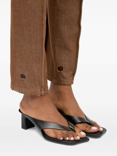 Mm6 Maison Margiela Heel Mules Strappy Square Open Toe In Black