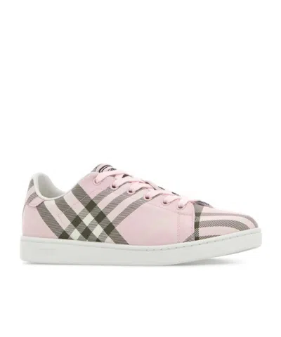 Burberry Check-patterned Canvas Sneaker In Pink