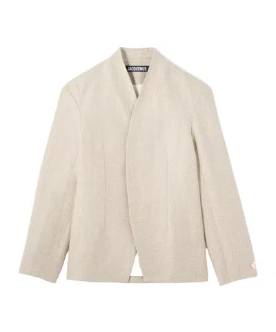 Jacquemus Bastide Wrap-front Blazer In Brown