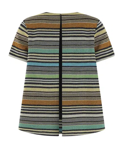 Missoni Multicolour Crew Neck Stripes T-shirt In Green