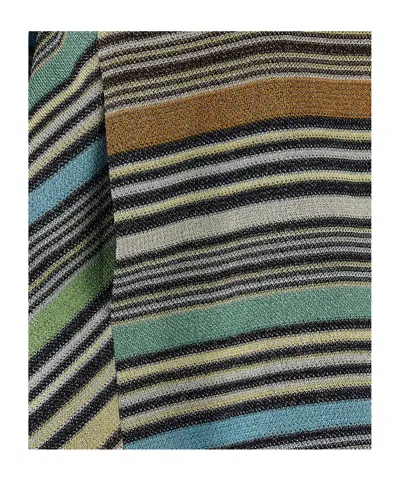 Missoni Multicolour Crew Neck Stripes T-shirt In Green